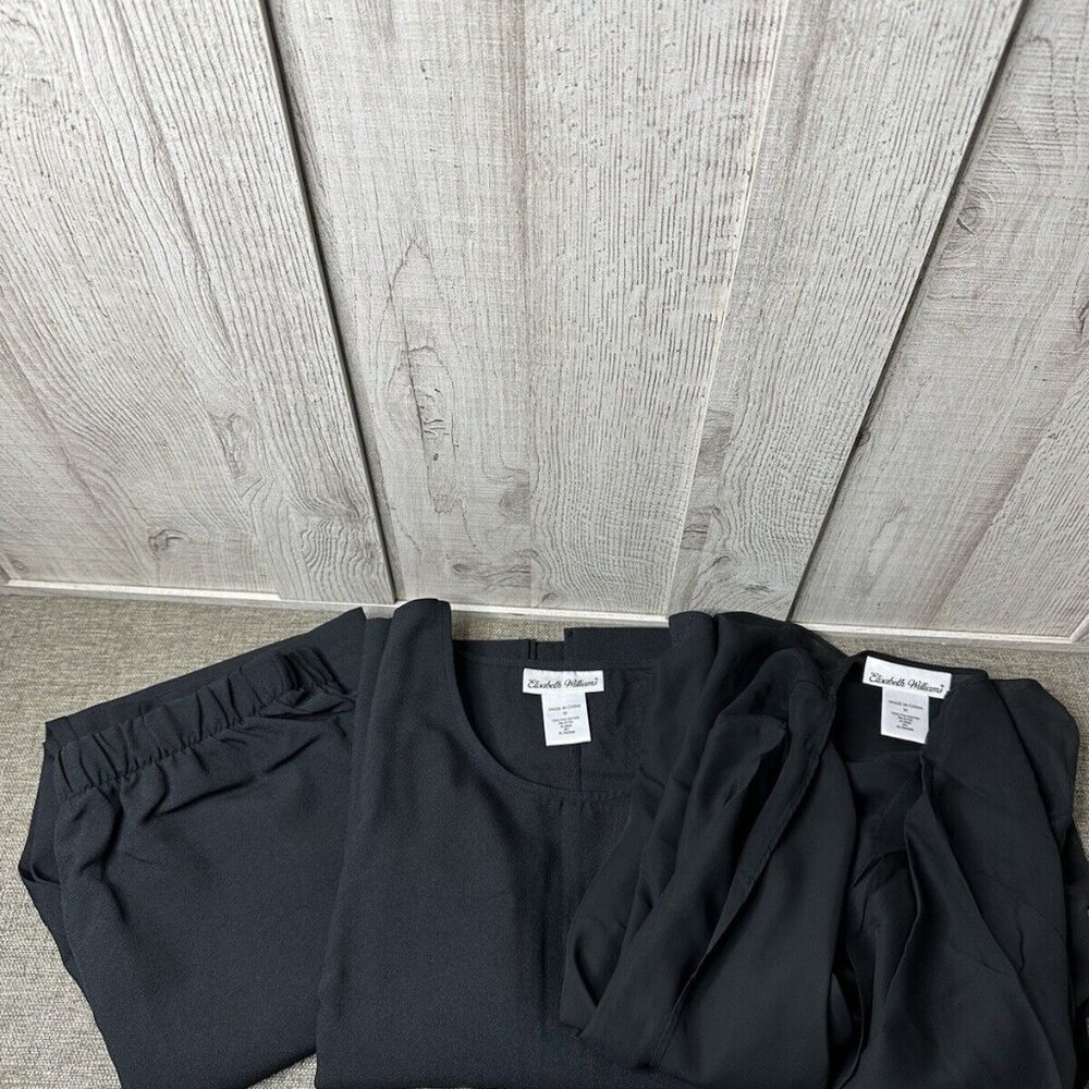 Elisabeth Williams Black 3 piece Outfit Pants, Top & Sheer Jacket Size Medium